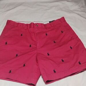 Polo Ralph Lauren Men's Embroidered Pony‎ Chino Shorts 34 Red Cotton Preppy